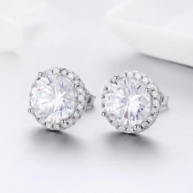 (image for) Silver Noble Light Stud Earrings - PANDORA Style - SCE358 - View 4