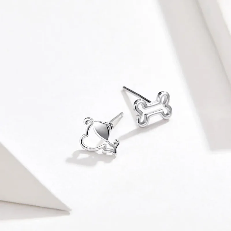 (image for) Silver Openwork Paw Stud Earrings - PANDORA Style - SCE649 - View 2