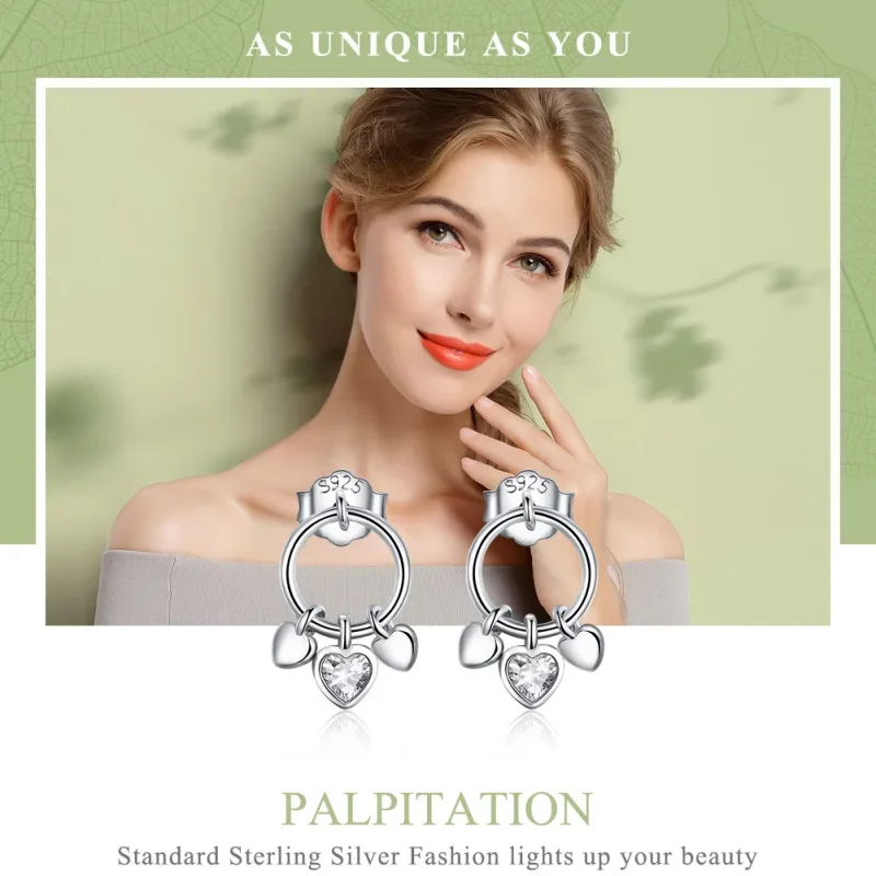 (image for) Silver Palpitation Hanging Earrings - PANDORA Style - SCE494 - View 2