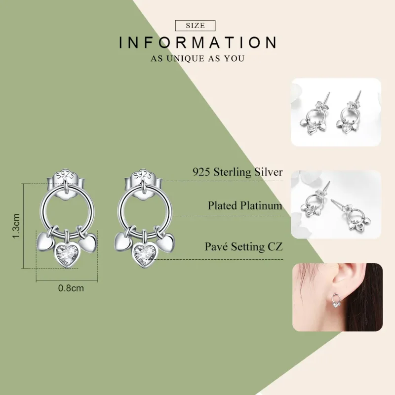 (image for) Silver Palpitation Hanging Earrings - PANDORA Style - SCE494 - View 3