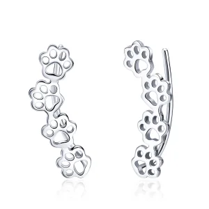 (image for) Silver Paw Trail Stud Earrings - PANDORA Style - SCE430