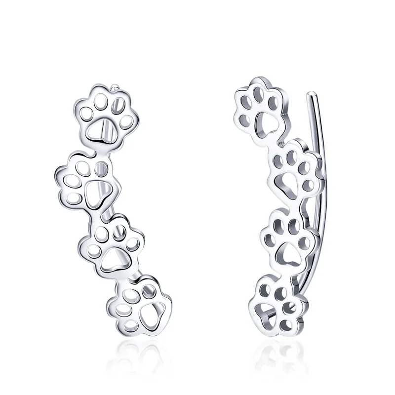 (image for) Silver Paw Trail Stud Earrings - PANDORA Style - SCE430 - Product Image