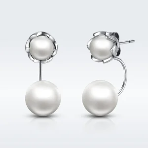 (image for) Silver Pearl Stud Earrings - PANDORA Style - SCE002