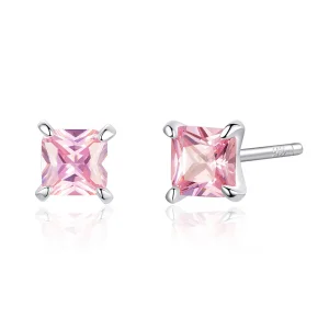 (image for) Silver Pink Luck Stud Earrings - PANDORA Style - SCE660