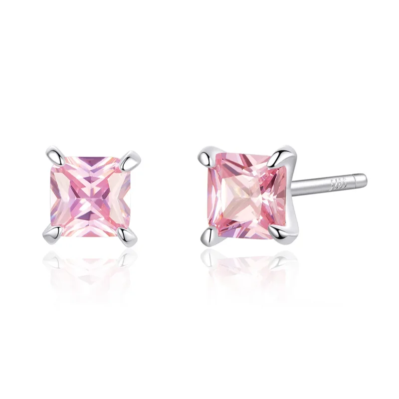 (image for) Silver Pink Luck Stud Earrings - PANDORA Style - SCE660 - Product Image