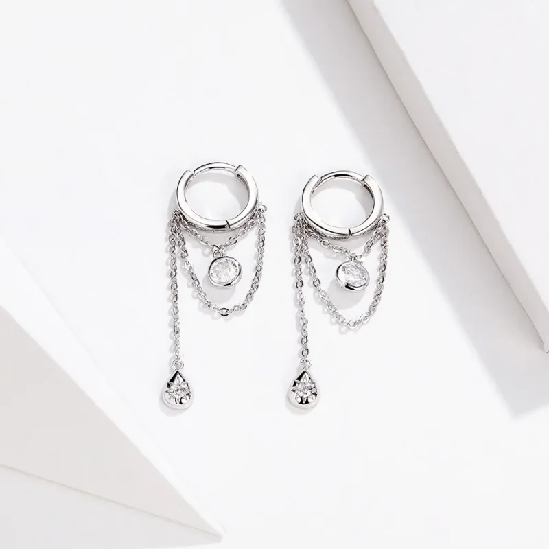 (image for) Silver Puberty Hanging Earrings - PANDORA Style - SCE638 - View 2