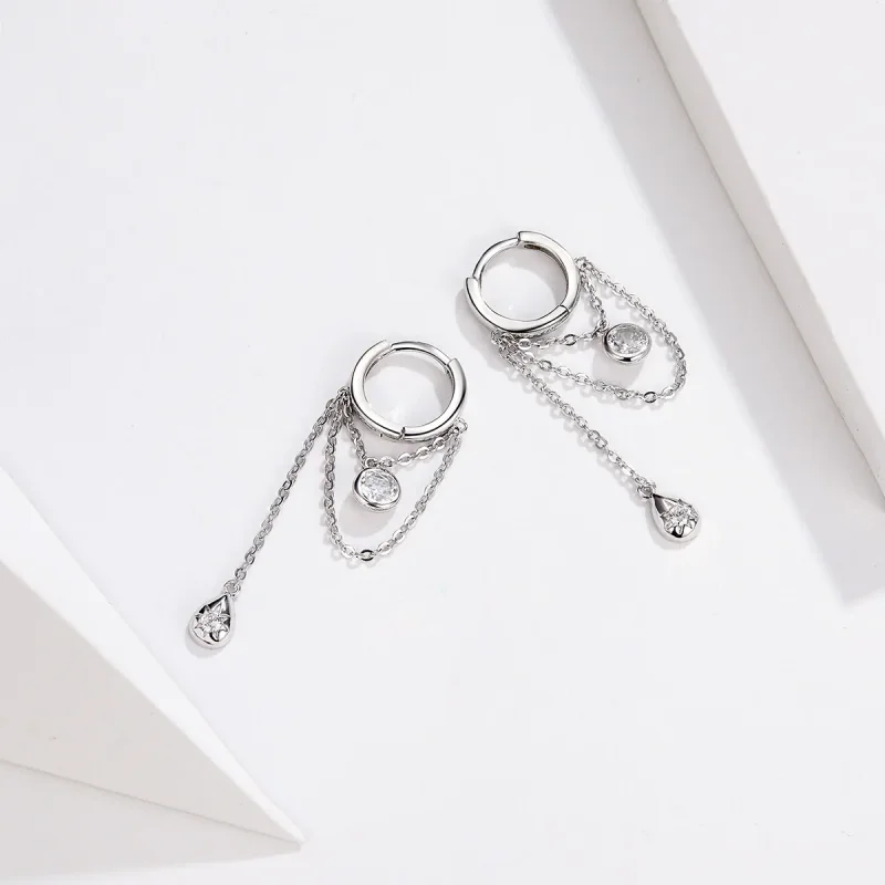 (image for) Silver Puberty Hanging Earrings - PANDORA Style - SCE638 - View 3