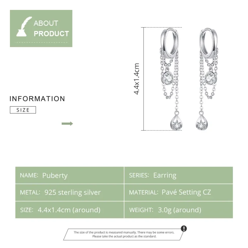(image for) Silver Puberty Hanging Earrings - PANDORA Style - SCE638 - View 6