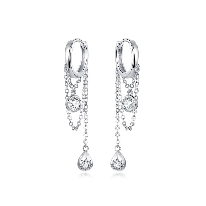 (image for) Silver Puberty Hanging Earrings - PANDORA Style - SCE638 - Product Image