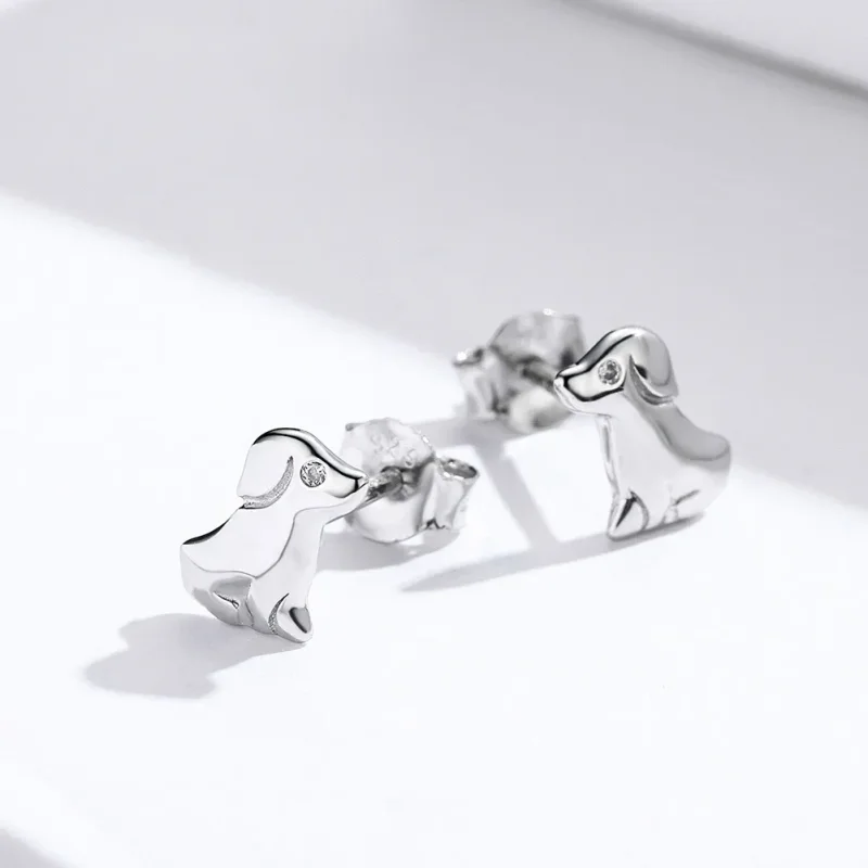 (image for) Silver Puppy Stud Earrings - PANDORA Style - SCE584-Q - View 2