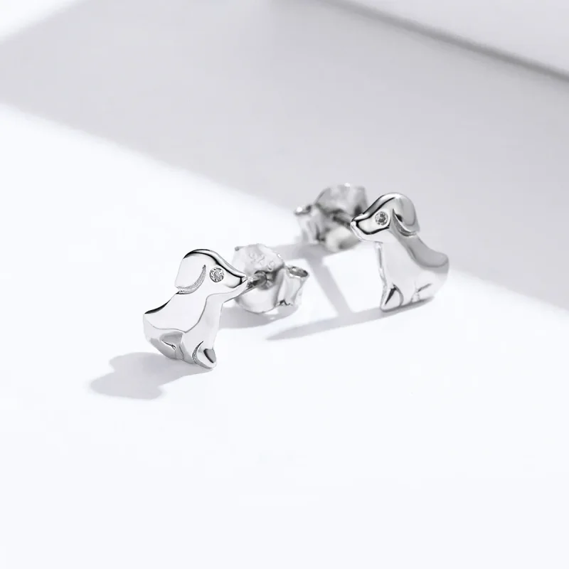 (image for) Silver Puppy Stud Earrings - PANDORA Style - SCE584-Q - View 3
