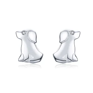(image for) Silver Puppy Stud Earrings - PANDORA Style - SCE584-Q