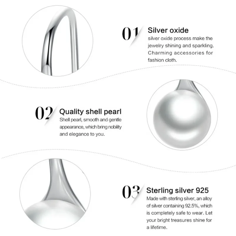 (image for) Silver Pure Love Hanging Earrings - PANDORA Style - SCE037 - View 8