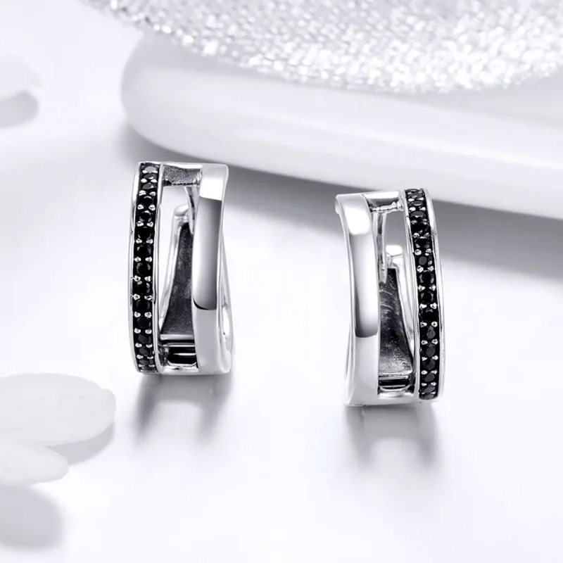 (image for) Silver Pure Love Hoop Earrings - PANDORA Style - SCE444 - View 2