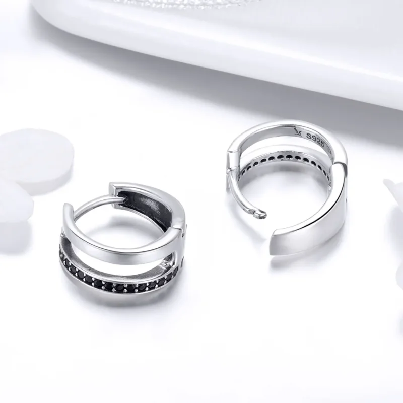 (image for) Silver Pure Love Hoop Earrings - PANDORA Style - SCE444 - View 4