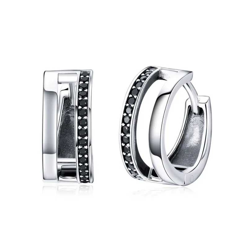 (image for) Silver Pure Love Hoop Earrings - PANDORA Style - SCE444 - Product Image