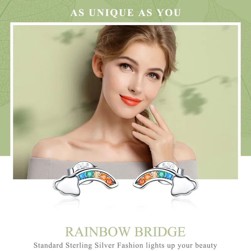 (image for) Silver Rainbow Bridge Stud Earrings - PANDORA Style - SCE500 - View 2