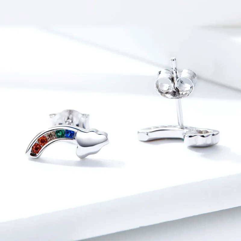 (image for) Silver Rainbow Bridge Stud Earrings - PANDORA Style - SCE500 - View 3
