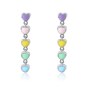 (image for) Silver Rainbow Hearts Stud Earrings - PANDORA Style - SCE451