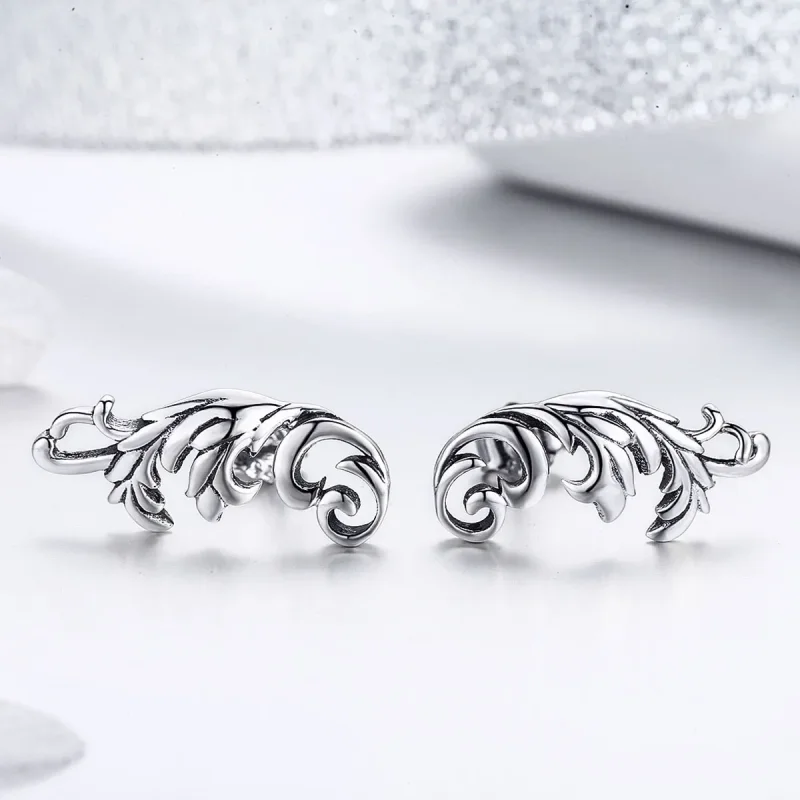 (image for) Silver Retro European Flower Stud Earrings - PANDORA Style - SCE580 - View 3