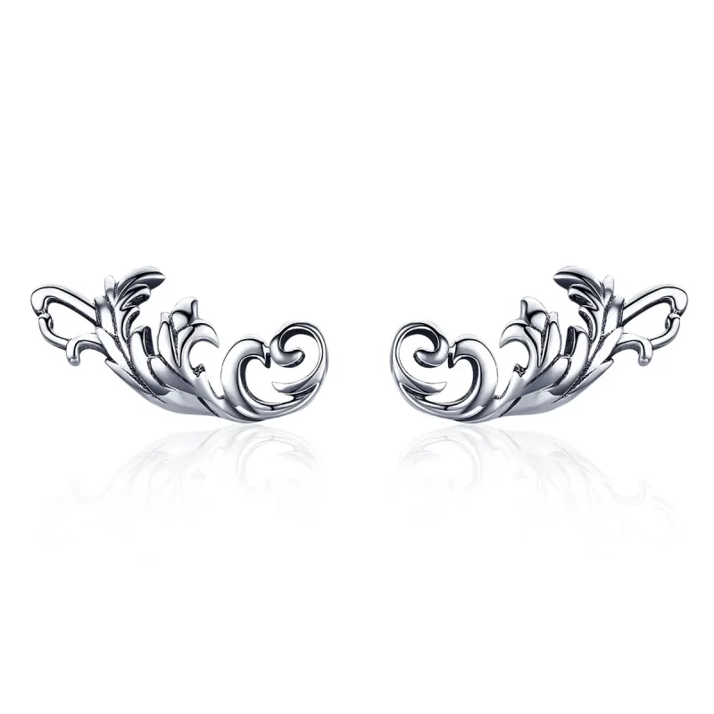 (image for) Silver Retro European Flower Stud Earrings - PANDORA Style - SCE580 - Product Image