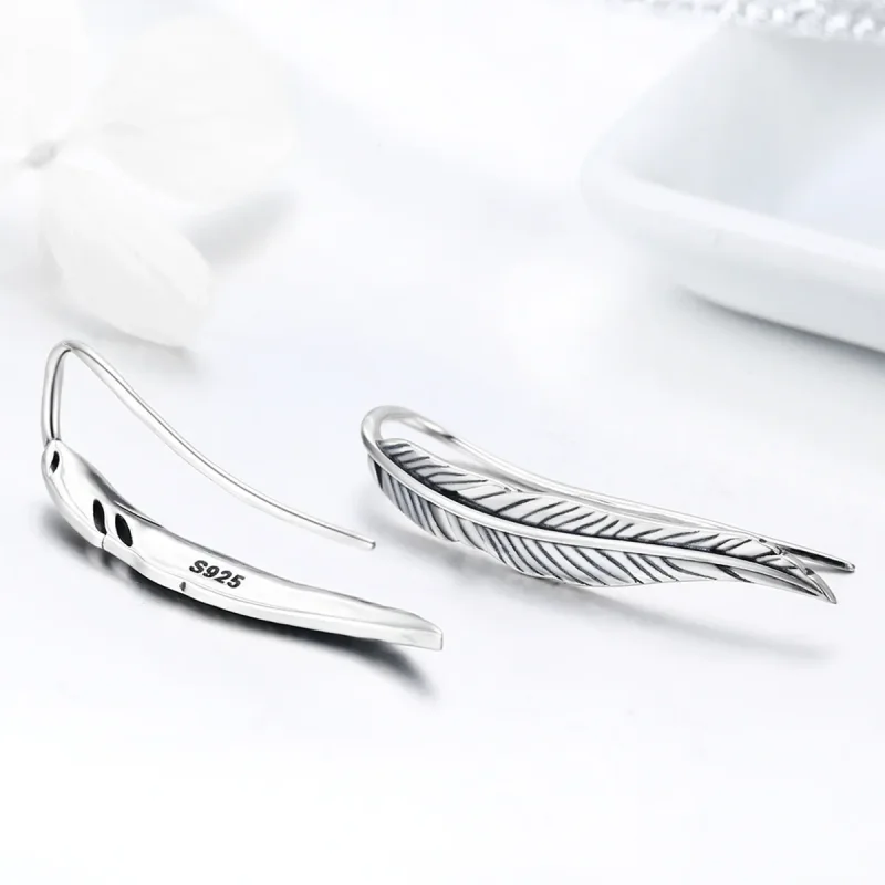 (image for) Silver Retro Wings Stud Earrings - PANDORA Style - SCE258 - View 4