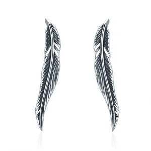 (image for) Silver Retro Wings Stud Earrings - PANDORA Style - SCE258