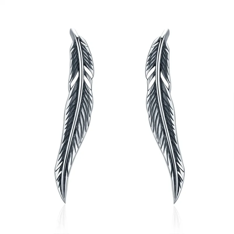 (image for) Silver Retro Wings Stud Earrings - PANDORA Style - SCE258 - Product Image