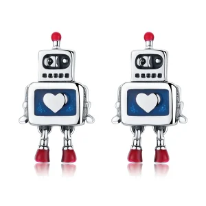 (image for) Silver Robot Stud Earrings - PANDORA Style - SCE477