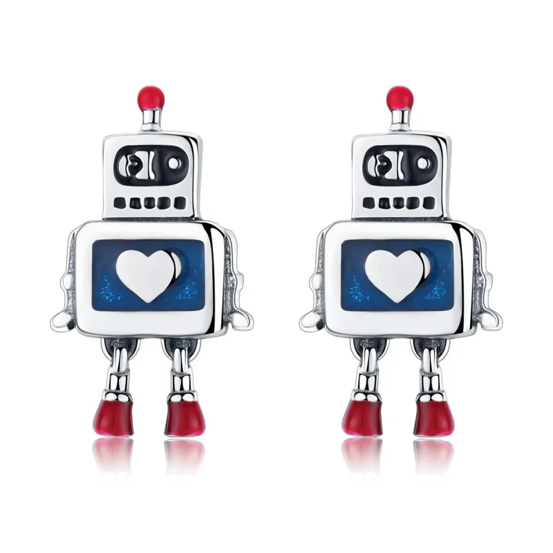 (image for) Silver Robot Stud Earrings - PANDORA Style - SCE477 - Product Image