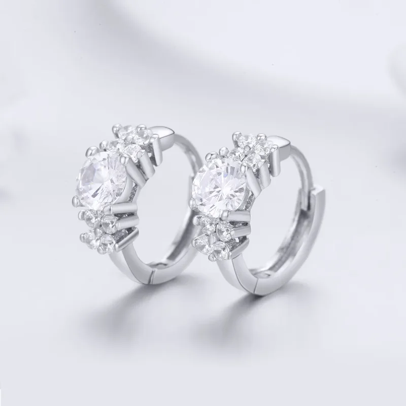 (image for) Silver Romantic Shine Hoop Earrings - PANDORA Style - SCE485 - View 2