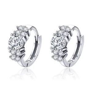 (image for) Silver Romantic Shine Hoop Earrings - PANDORA Style - SCE485