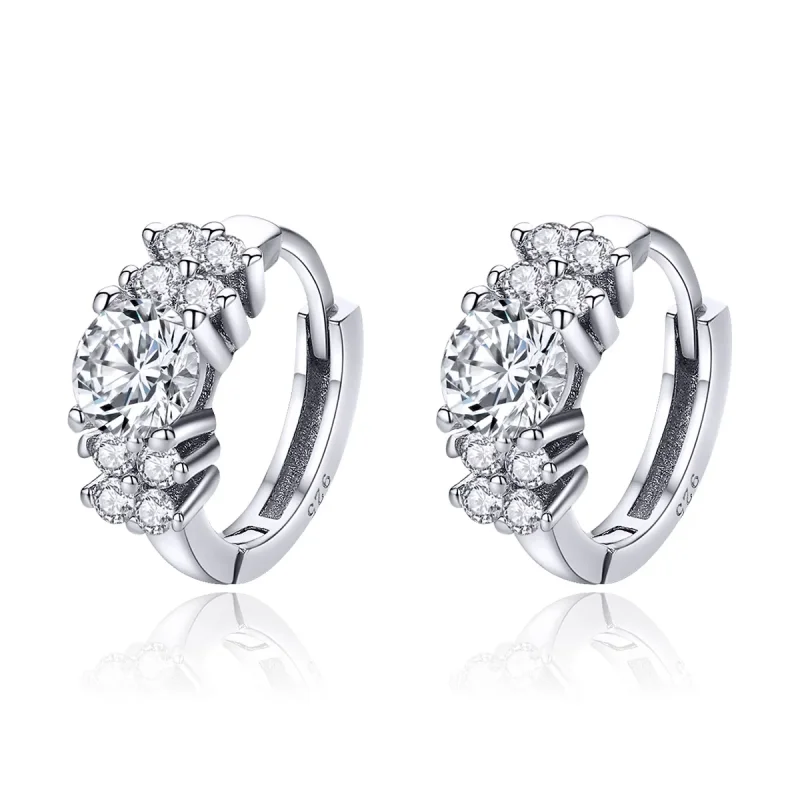 (image for) Silver Romantic Shine Hoop Earrings - PANDORA Style - SCE485 - Product Image