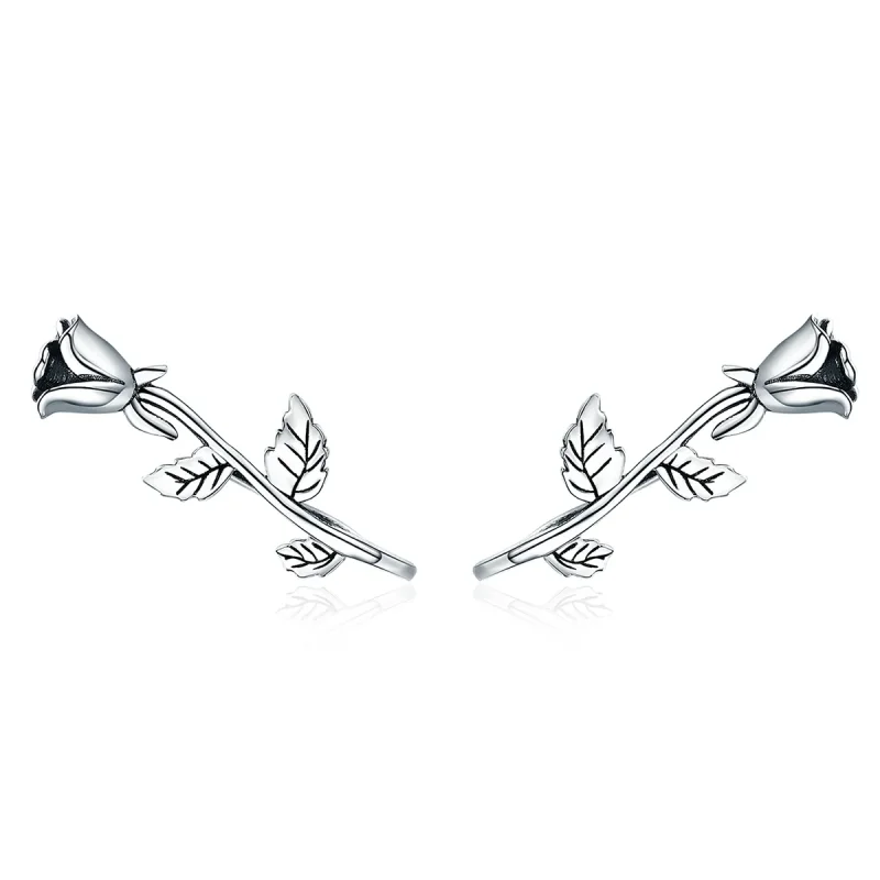 (image for) Silver Rose Love Stud Earrings - PANDORA Style - SCE380 - Product Image