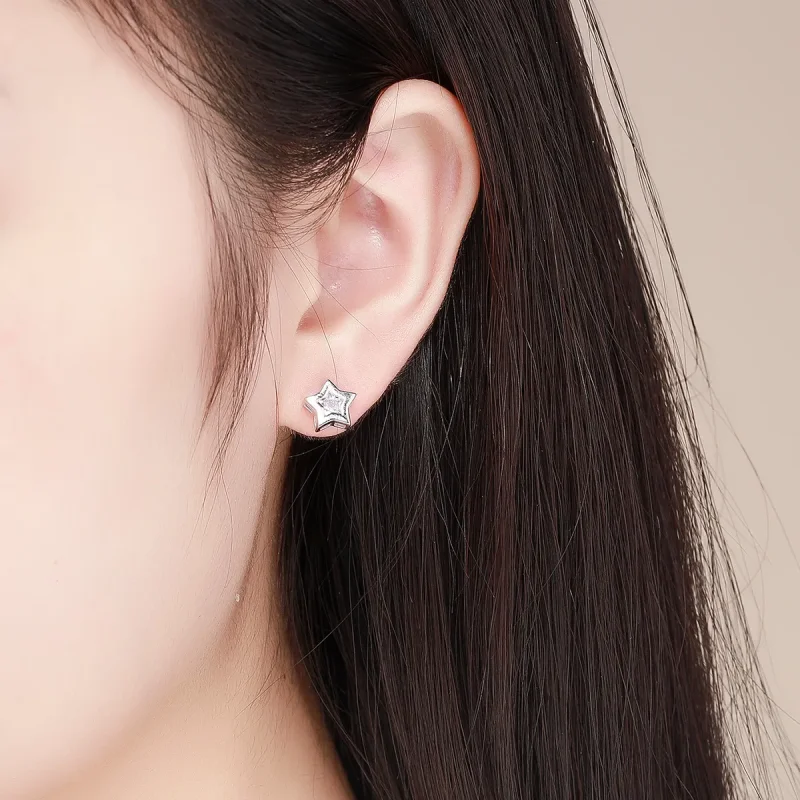 (image for) Silver Secret of Stars Stud Earrings - PANDORA Style - SCE437 - View 5