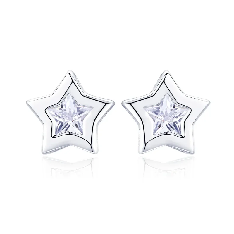 (image for) Silver Secret of Stars Stud Earrings - PANDORA Style - SCE437 - Product Image