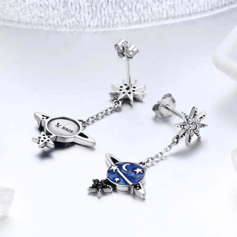 (image for) Silver Secret Planet Hanging Earrings - PANDORA Style - SCE348 - View 5