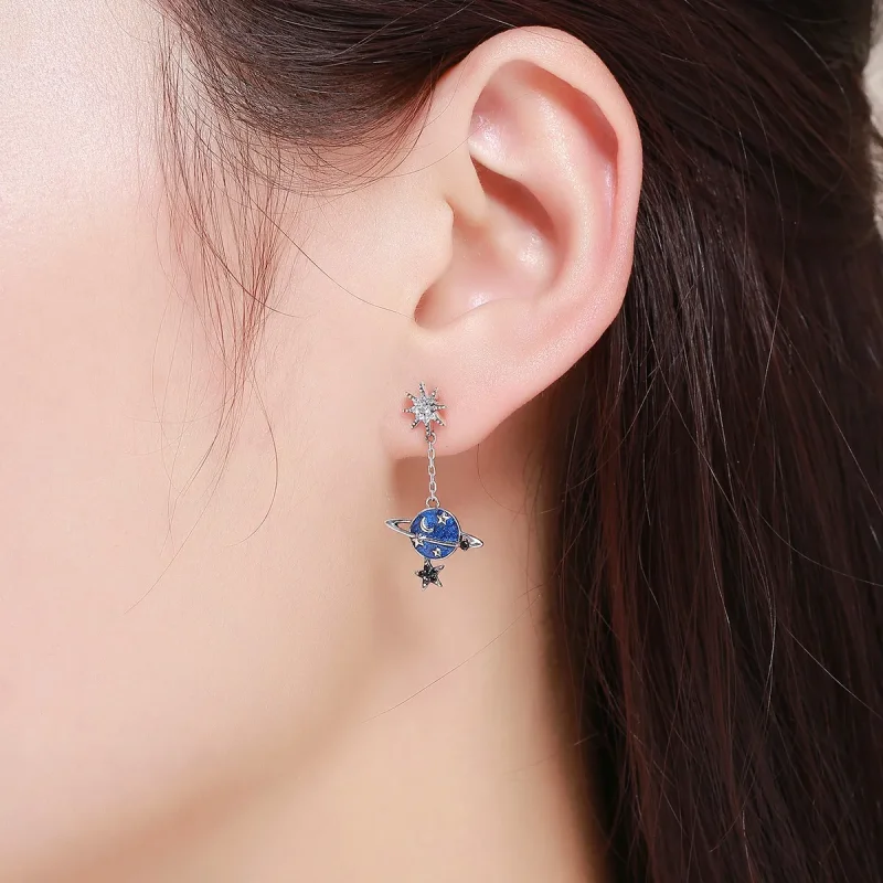 (image for) Silver Secret Planet Hanging Earrings - PANDORA Style - SCE348 - View 6