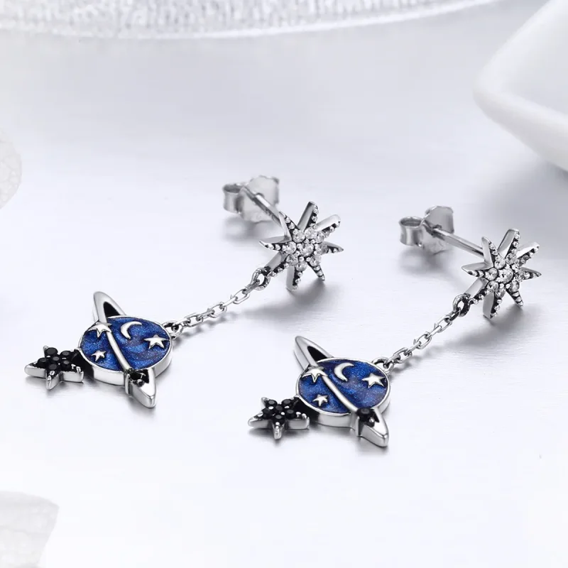 (image for) Silver Secret Planet Hanging Earrings - PANDORA Style - SCE348 - View 7