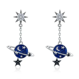 (image for) Silver Secret Planet Hanging Earrings - PANDORA Style - SCE348