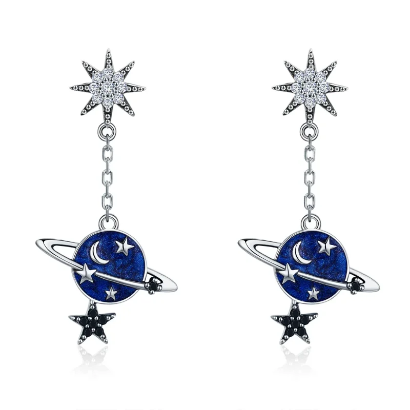(image for) Silver Secret Planet Hanging Earrings - PANDORA Style - SCE348 - Product Image