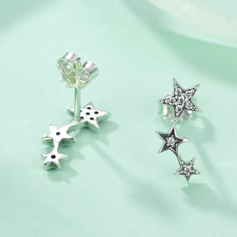 (image for) Silver Secrets of Stars Stud Earrings - PANDORA Style - SCE175 - View 5