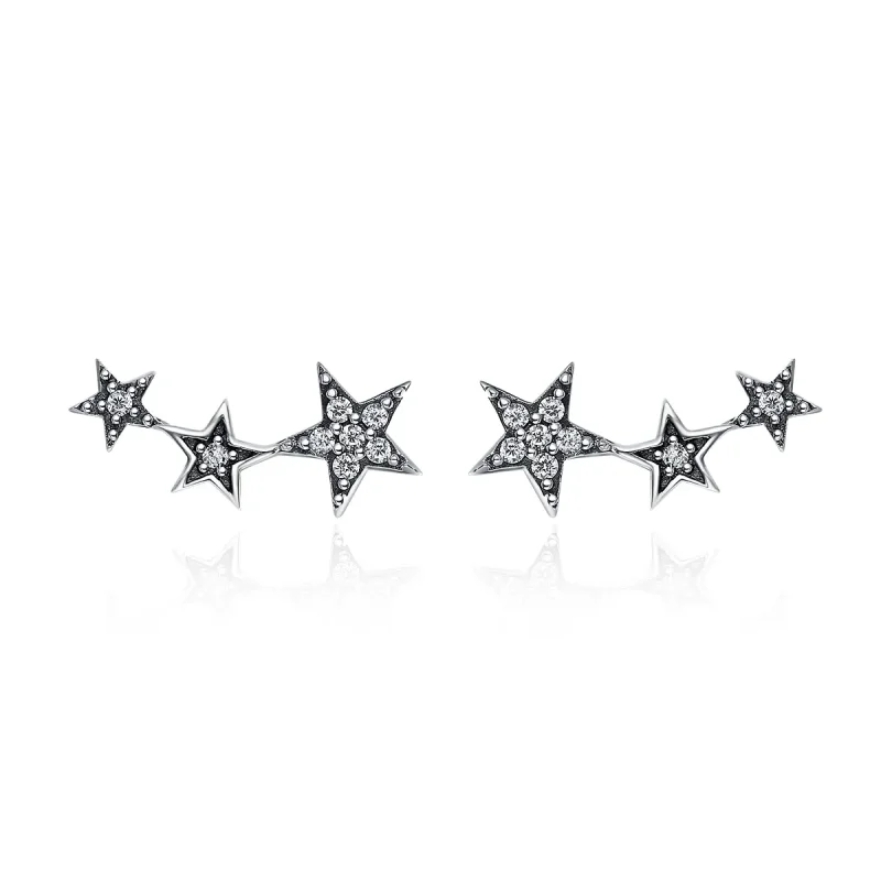 (image for) Silver Secrets of Stars Stud Earrings - PANDORA Style - SCE175 - Product Image