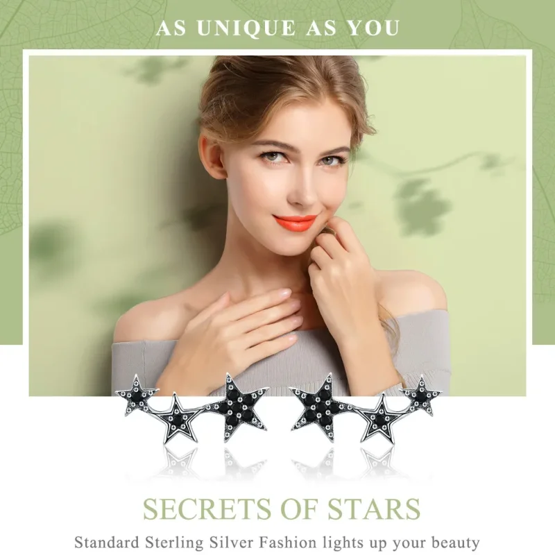 (image for) Silver Secrets of Stars Stud Earrings - PANDORA Style - SCE292 - View 2