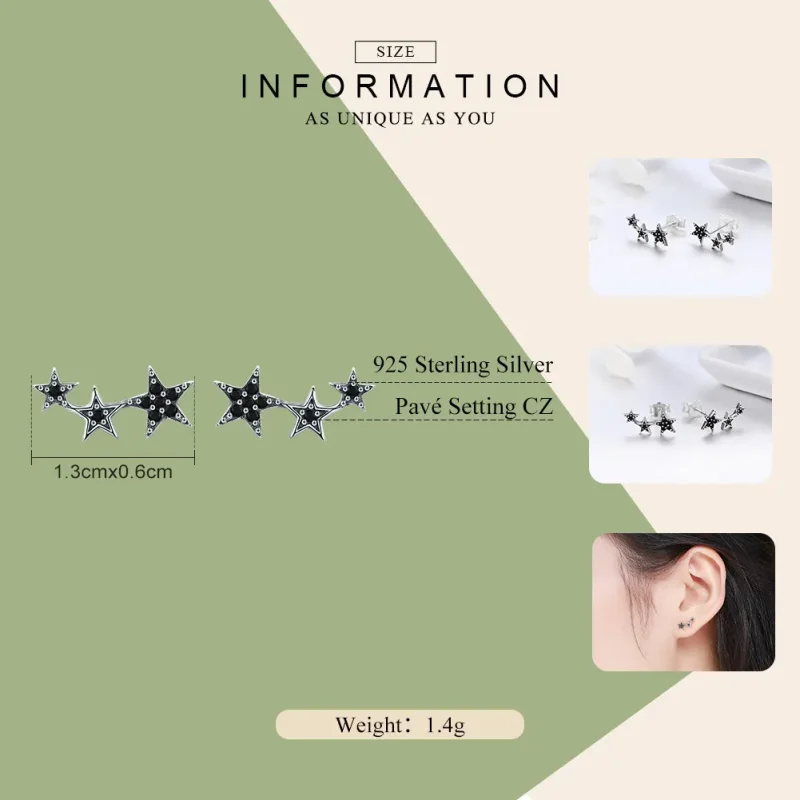 (image for) Silver Secrets of Stars Stud Earrings - PANDORA Style - SCE292 - View 4