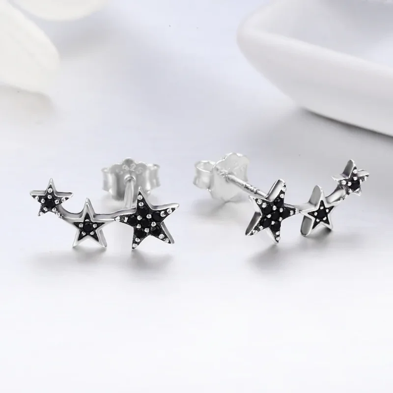 (image for) Silver Secrets of Stars Stud Earrings - PANDORA Style - SCE292 - View 5