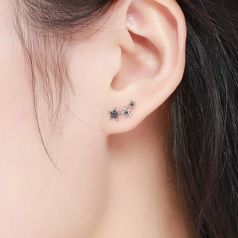 (image for) Silver Secrets of Stars Stud Earrings - PANDORA Style - SCE292 - View 7