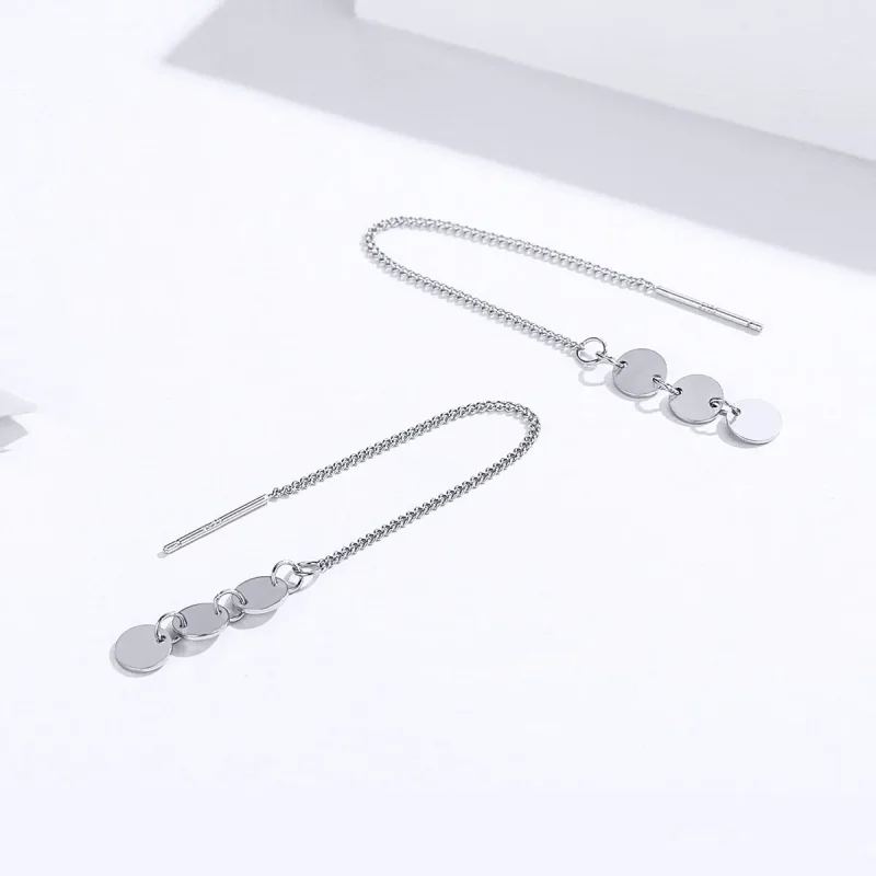 (image for) Silver Sequins Hanging Earrings - PANDORA Style - SCE687 - View 2