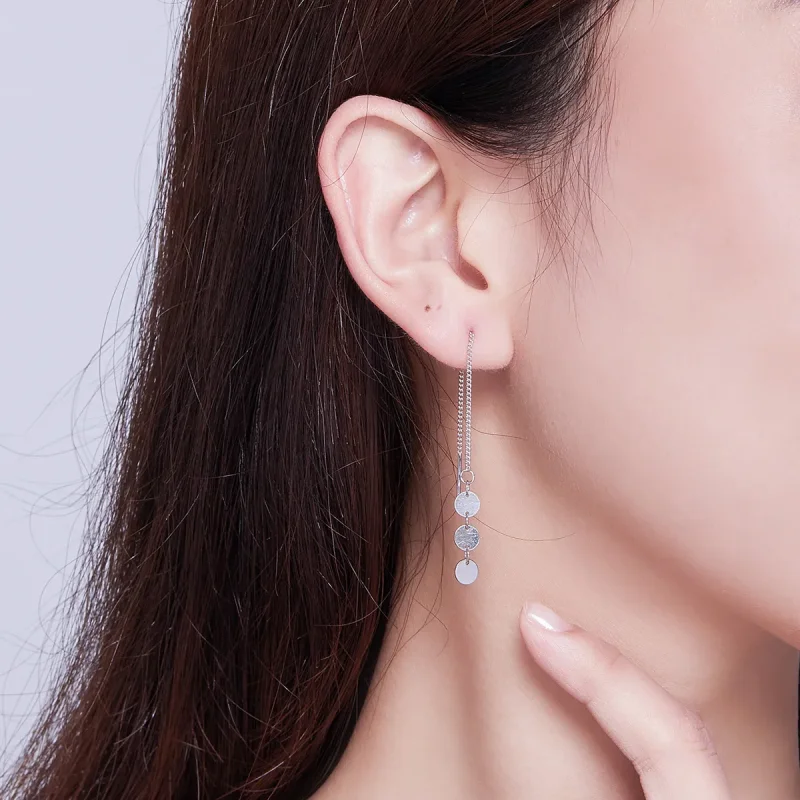 (image for) Silver Sequins Hanging Earrings - PANDORA Style - SCE687 - View 4