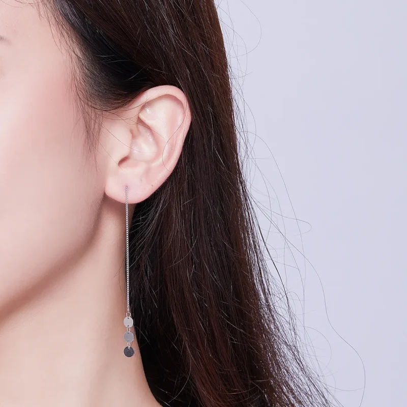 (image for) Silver Sequins Hanging Earrings - PANDORA Style - SCE687 - View 5